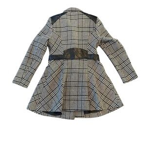 Stylish Black and White Plaid Coat